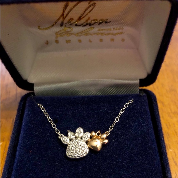 Jewelry - Sterling Silver Double Paw Print Necklace